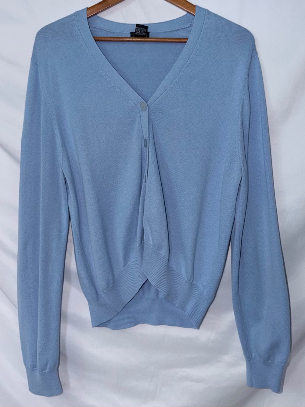 Vintage Evie Light Baby Blue Cotton V-Neck Size XL Retro Y2K Cardigan Sweater - Picture 2 of 16